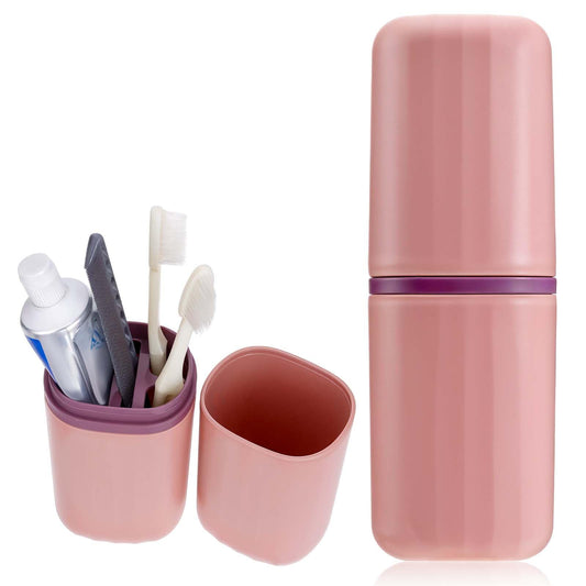 Giantree Toothbrush Travel Case, Portable Travel Toothbrush Holder Multifunctional Dustproof Toothbrush Cup Case for Business Camping Travel or Bathroom Daily Use Toothbrush Travel Containers(Pink)