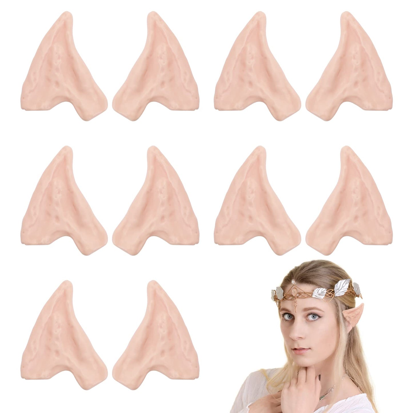 cobee Cosplay Fairy Pixie Elf Ears, 5 Pair Fairy Ears Goblin Ears Dress Up Party Cosplay Costume Accessories for Halloween Christmas Party Favors