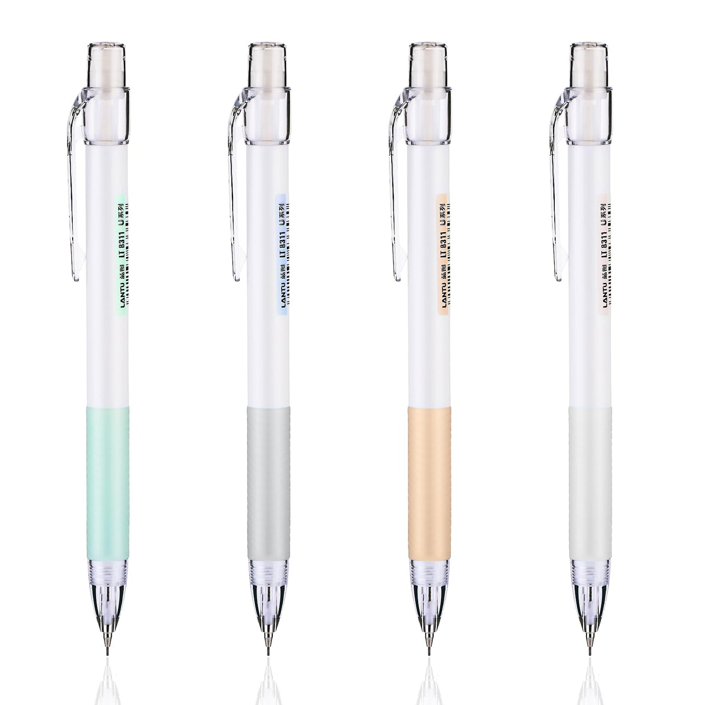 Bewudy 4PCS Mechanical Pencil Set, Aesthetic Mechanical Pencils Pastel Mechanical Pencil, Refillable Pencil Cute Retractable Mechanical Pencil for School Students, Drawing, Sketch(0.5mm)