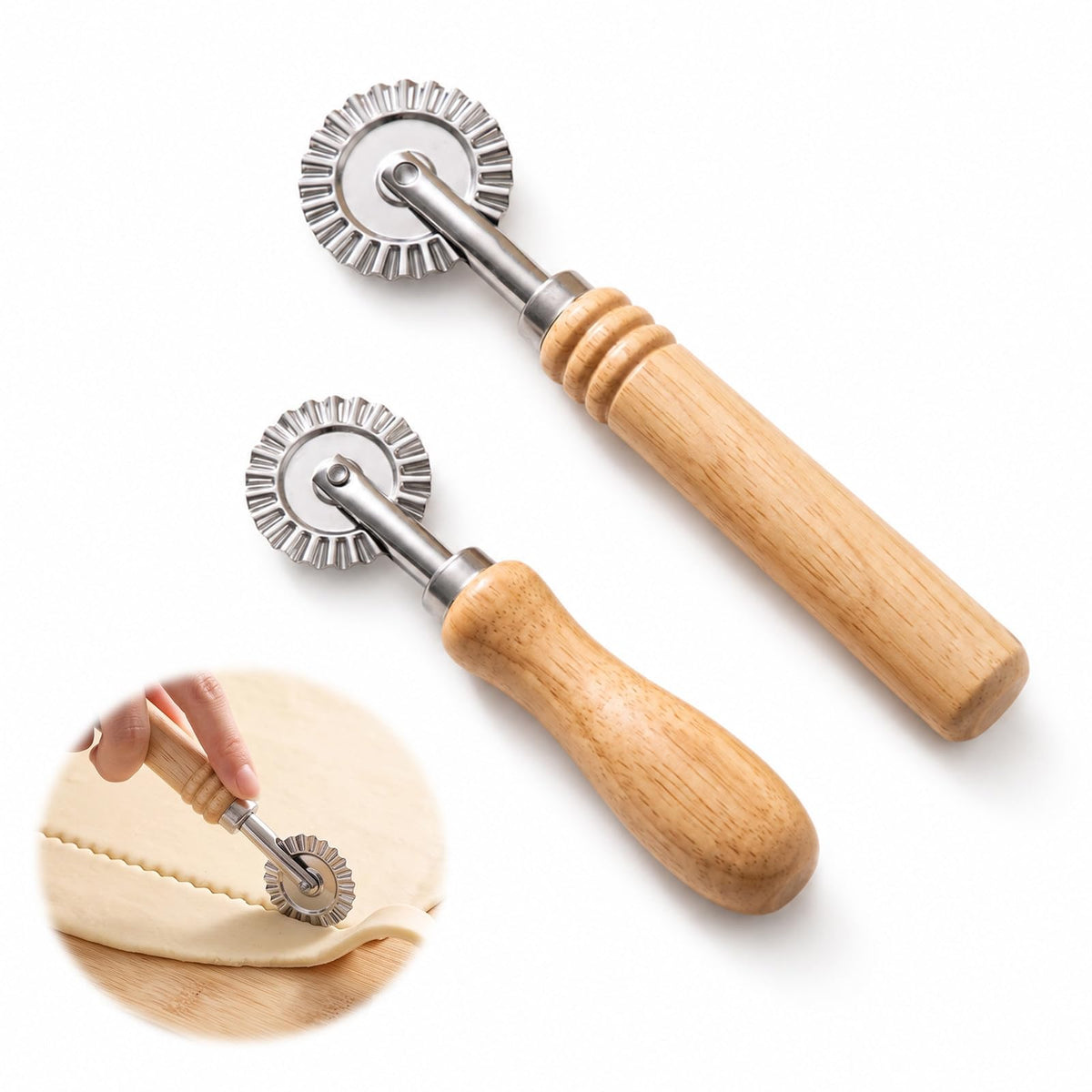 SULIKJHUI 2 pieces dough wheel, pasta cutter, 16 cm + 13 cm