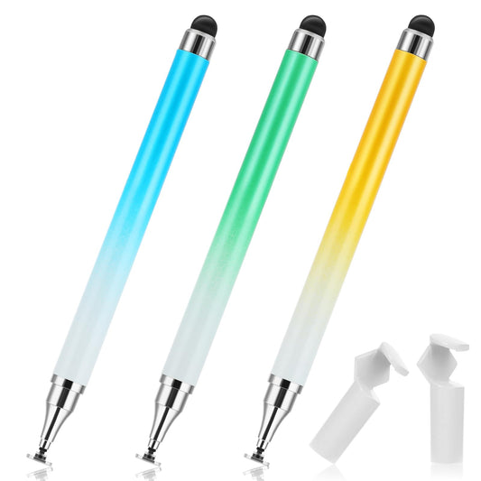 Andibro Dual-end Stylus Pen for Touch Screens, Universal Compatibility, Battery-Free, 3-Pcs Set (Yellow+Green+Blue)