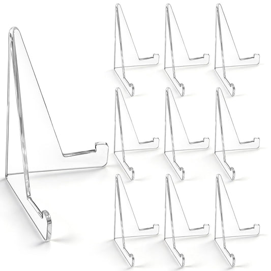 MBAIYO Card Stand, Pack of 10 Acrylic Transparent Stands for Postcards, Cards, Medals, Coins, 5.8 x 8.5 cm