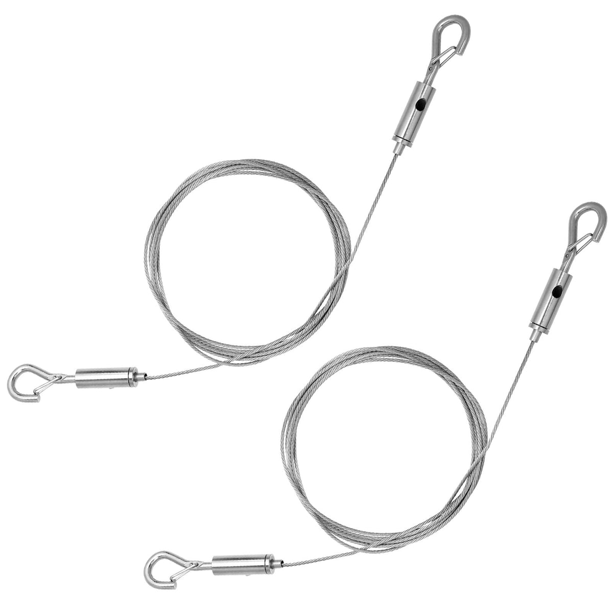WJIAAA Pack of 2 Wire Rope Adjustable Steel Cable Rope Hanging, 1 m x 1.5 mm Wire Rope Stainless Steel with Loop Eyelets and Hooks up to 50 kg Pictures Hanging Rope Tension Rope Photo Rope Lamp