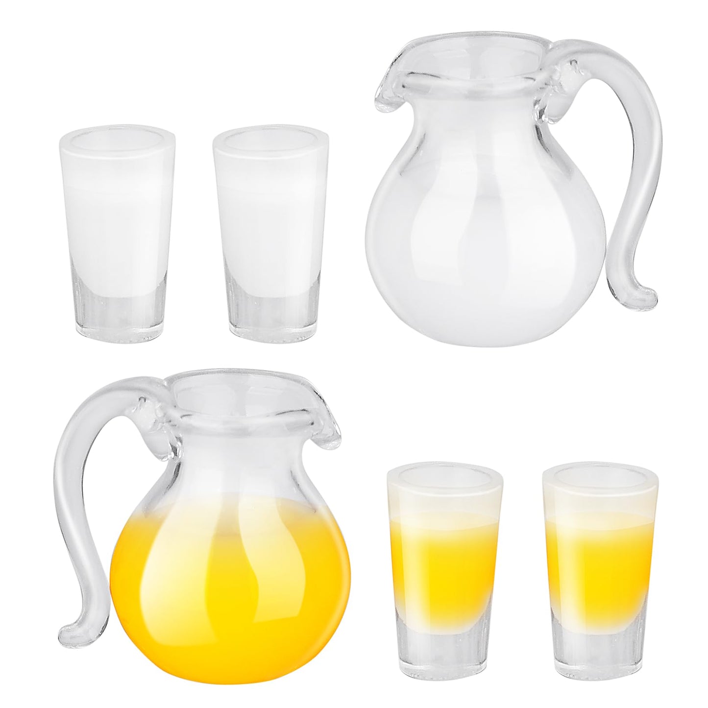 Cobee Mini Ornament, 6 Pieces Resin Milk & Juice Kitchen Decor - Miniature Accessories for Dollhouse, 1:12 Scale, Unisex, White and Orange