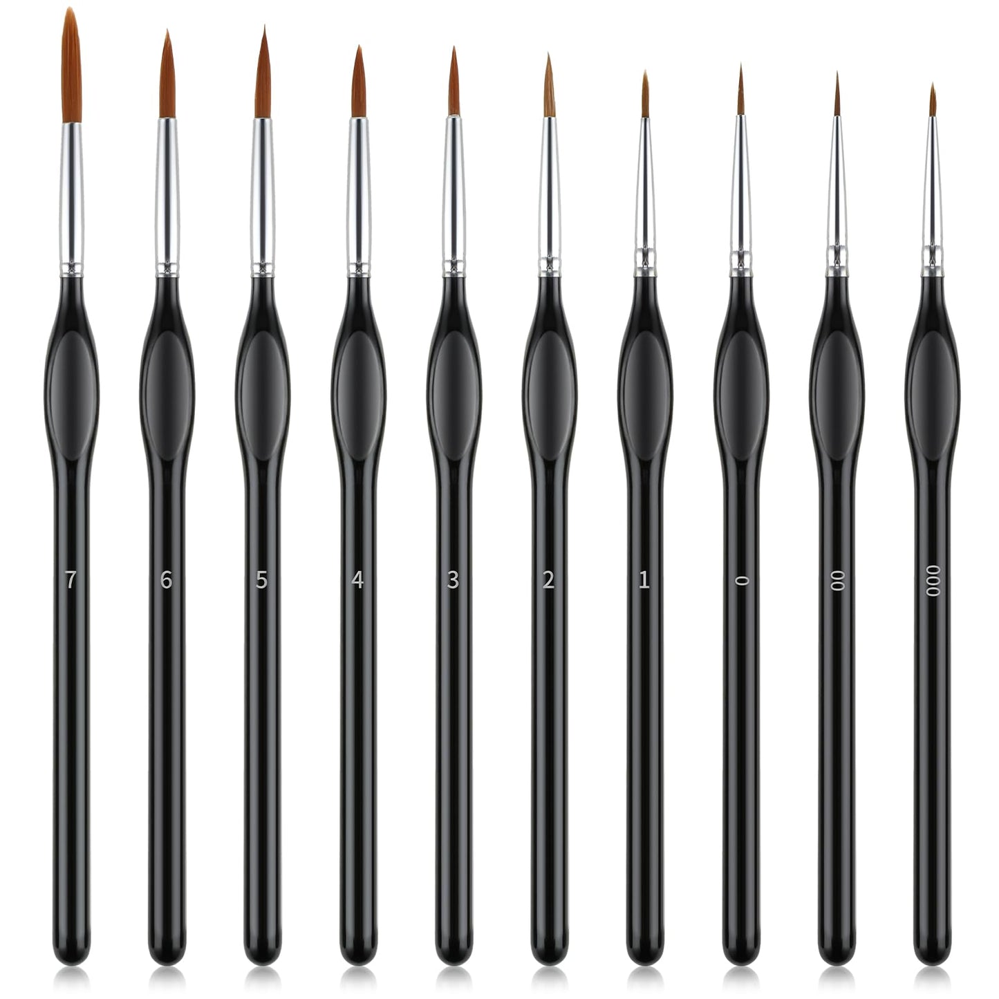 Cobee Paint Brushes, 10 Pieces Set, Multiple Sizes, Fine Tip Detailing, Triangular Handle, Nylon Bristles, Black, PAINT_BRUSH