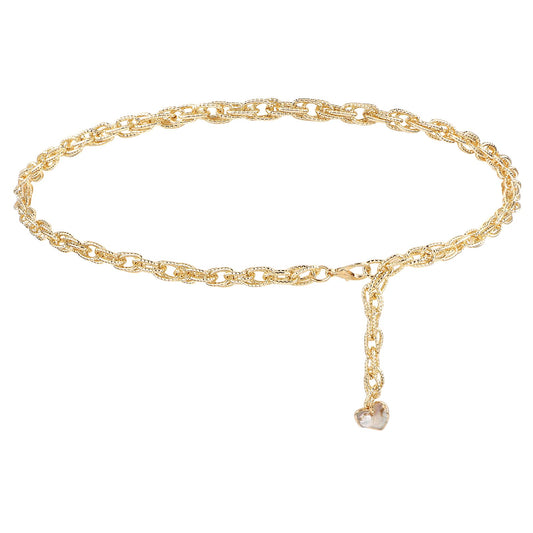 Jeffdad Gold Chain Belts For Women, Metal Chain Belt with Chain, Adjustable Body Waist Jewelry for Women Dresses Jeans(Gold)