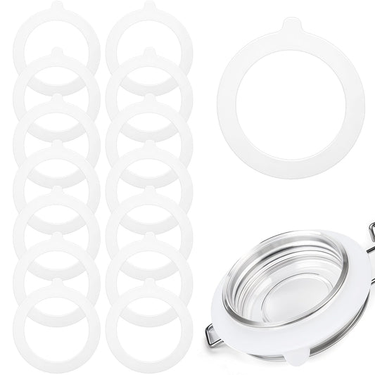 MBAIYO 15 Pcs 3.75 in Silicone Jar Gaskets, Leak Proof Silicone Seals for Glass Mason Jars Airtight Replacement Sealing Rings Regular Mouth Canning Lids Accessories(White)
