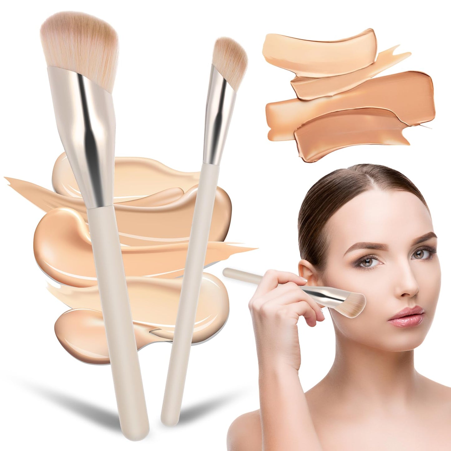 Giantree 2 Pcs Angled Concealer Brush Under Eye, Small Nose Contour Brush, Small Concealer Brushes for Makeup, Eye Liquid Cream Foundation Concealer for Face Make Up