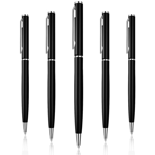 Giantree Luxury Ballpoint Pens, 5 Pack 1.0mm Metal Business Retractable Pens Smooth Writing Gel Ink Pen Black Ink for Daily Work School Writing Stationery Office Supplies(Black)