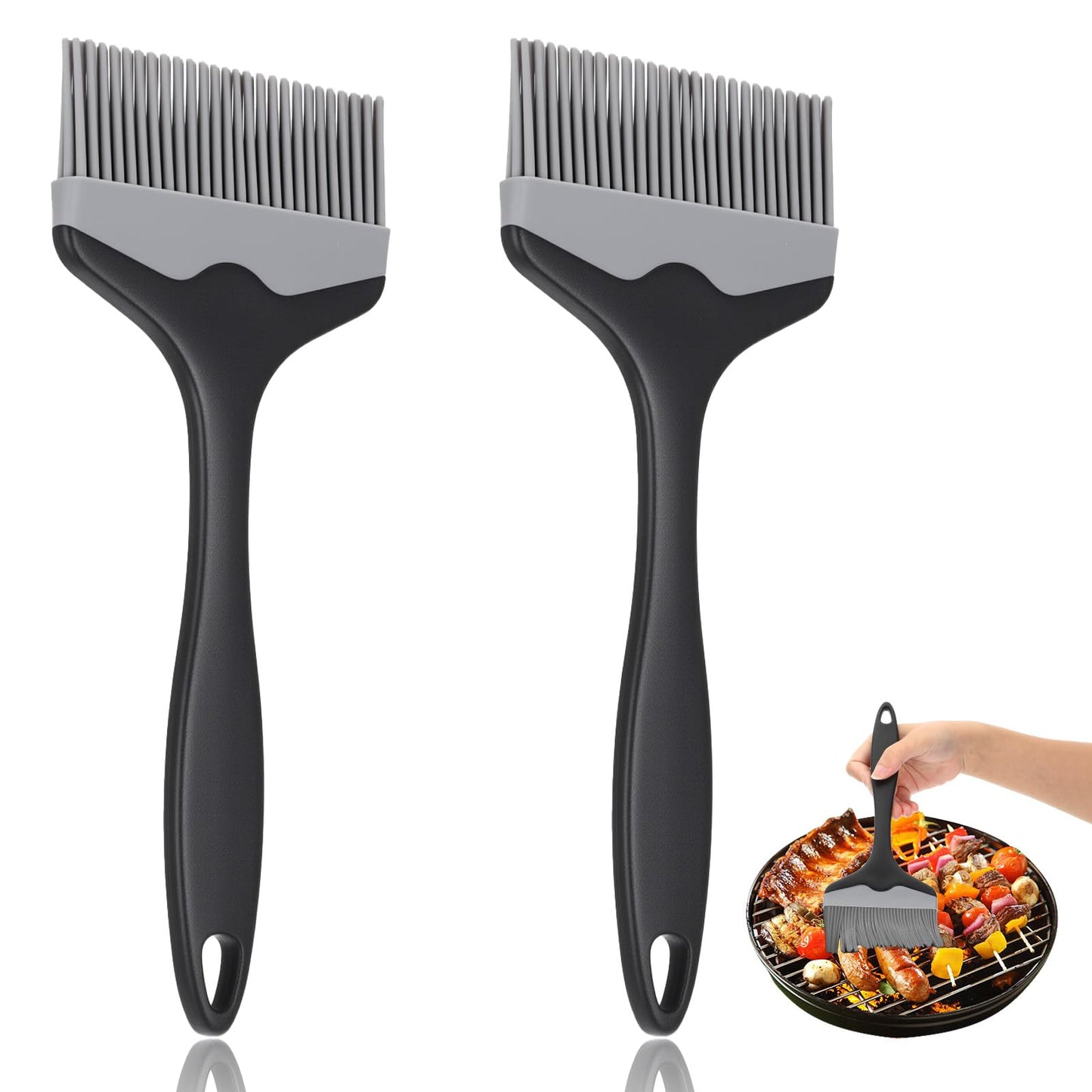 MBAIYO Pack of 2 Extra Large Silicone Pastry Brush, 10 cm Extra Wide Pastry Brush, Heat Resistant Grill Brush for Cooking, Baking, Grilling, BBQ Cooking Brush, Kitchen Brush for Sauces, Butter Oil