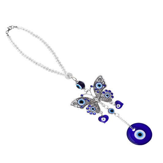 Molain Evil Eye Car Hanging Ornament, Evil Blue Eye Charms for Car Rear View Mirror Evil Eye Beaded Decor Evil Eye Car Accessories(Butterfly)