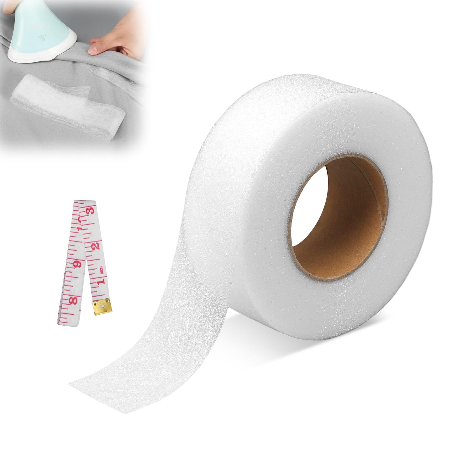 XLIUAX Hem Tape for Iron-on, 64 m x 4 cm, Ironing Tape for Trousers, Shortening, Washable for Textiles, Hemming Tape for Clothes, Curtains, Jeans, Hem, Trousers, Dresses, Without Sewing Including Tape