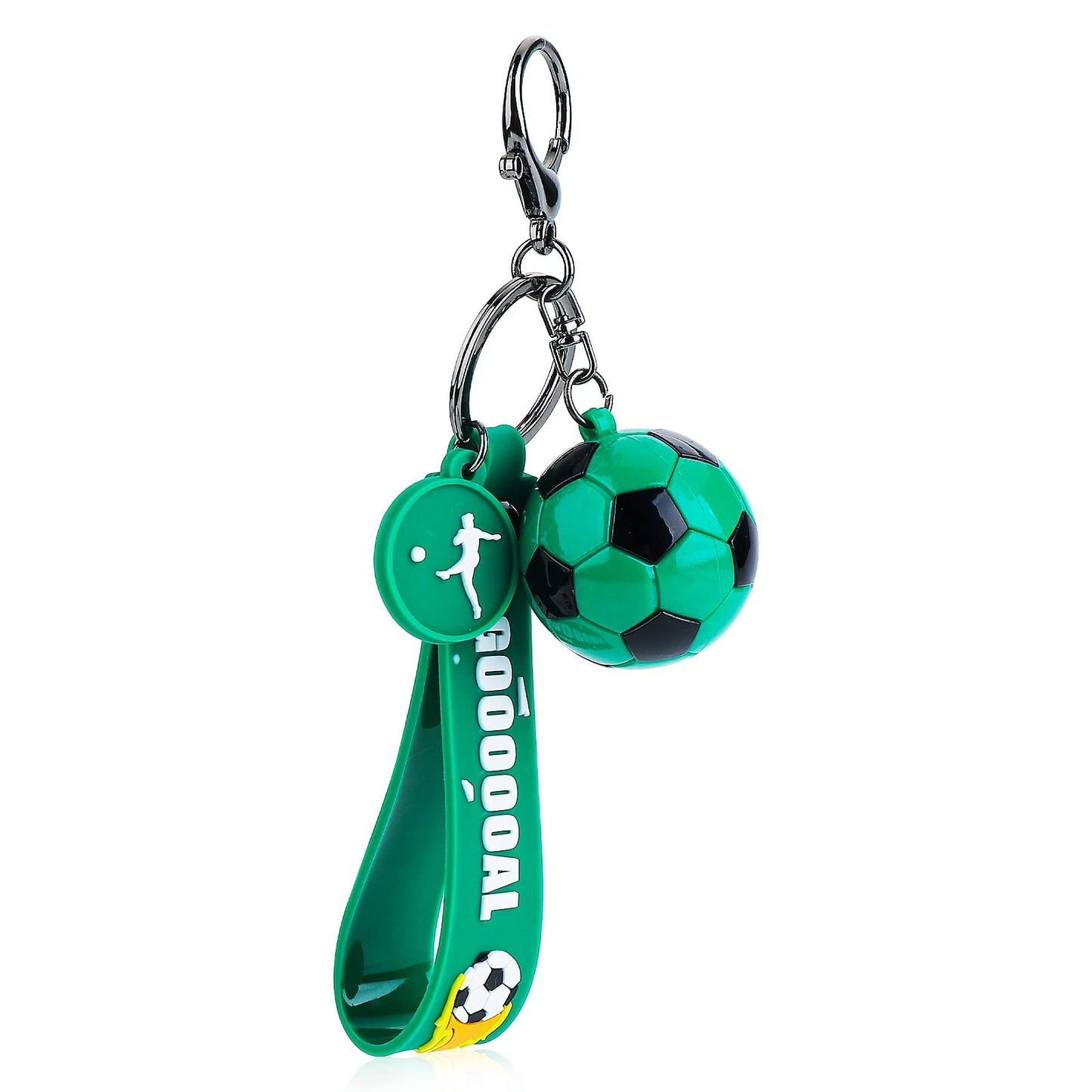 cobee Soccer Gifts Key Chain, Inspirational Silicone Key Rings Football Keychains for Boys Girls Teens Sports School Carnival Reward Party Favors(Green)