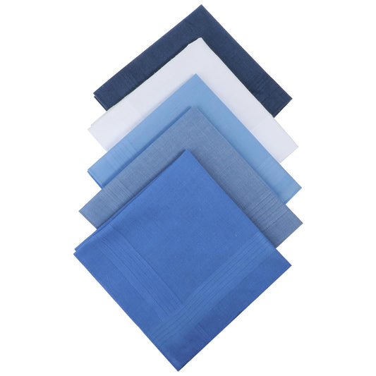 JIYIN 5 Pcs Cotton Handkerchiefs for men, Soft Mens Hankies Handkerchiefs Classic Pocket Squares Set 15.8" x 15.8" 5 Colors