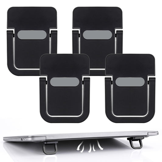 Bewudy 4 Pcs Portable Keyboard Riser, Self-Adhesive Mini Laptop Stand Invisible Computer Keyboard Stand for Desk, Foldable Laptop Feet with Anti-slip Silicone