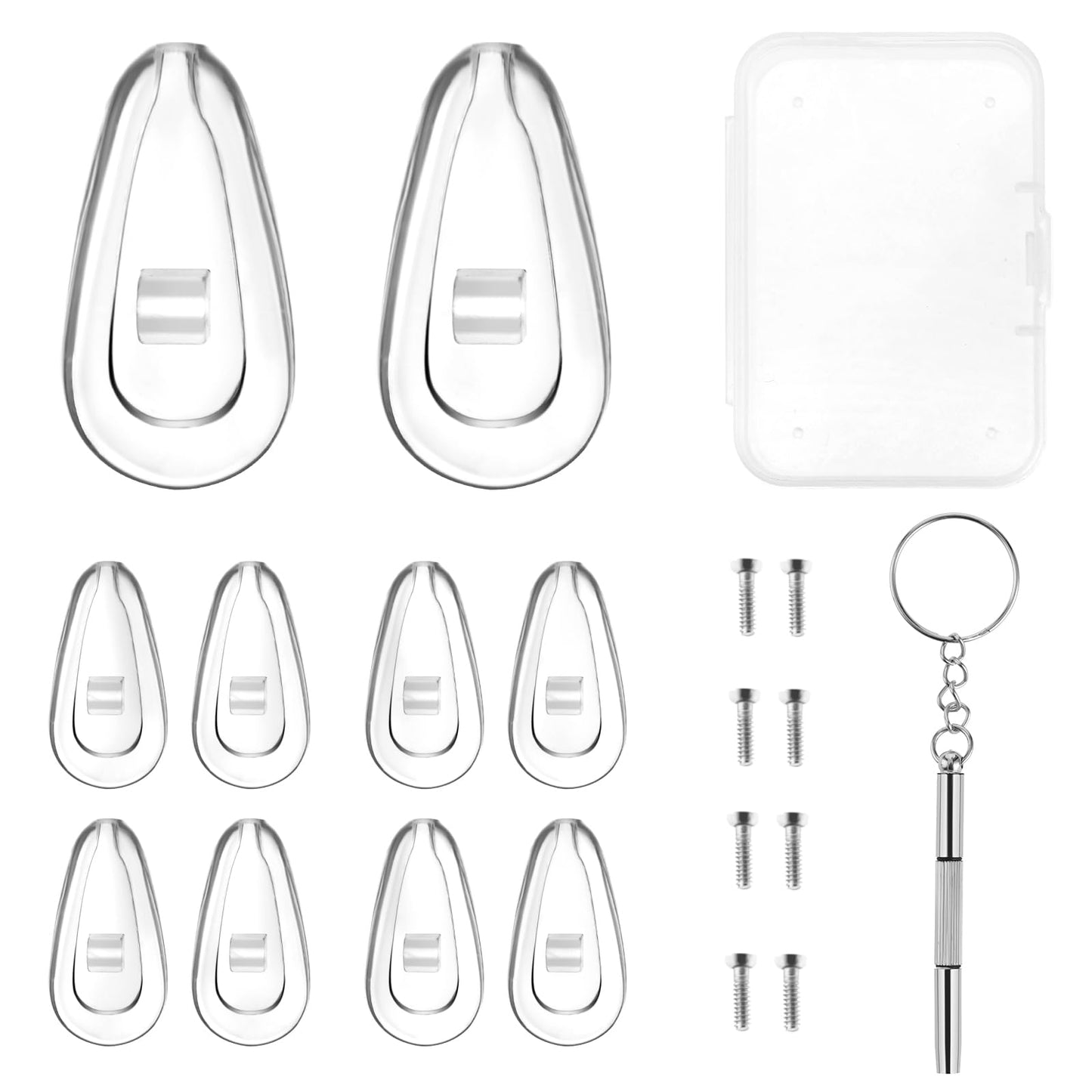 simarro 10 Pairs Airbag Eyeglass Nose Pads for Glasses, Silicone Glasses Nose Pads with Screws Screwdrivers, Fit The Screw-in Mount Type Glasses Nose Pad Replacement