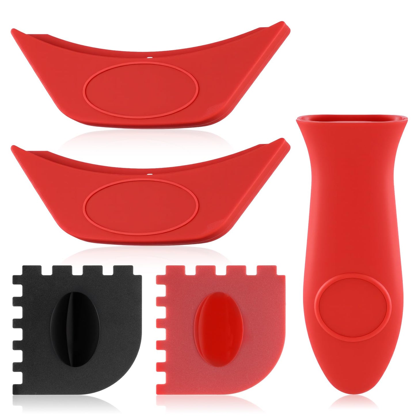 XLIUAX 5 Pcs Cast Iron Handle Cover, Silicone Handles for Cast Iron Skillet Pot Handle Covers Handles Sleeve for Pots Reusable Heat Protection Fry Pan Milk Pots Rectangular for Kitchen Metal Cookware