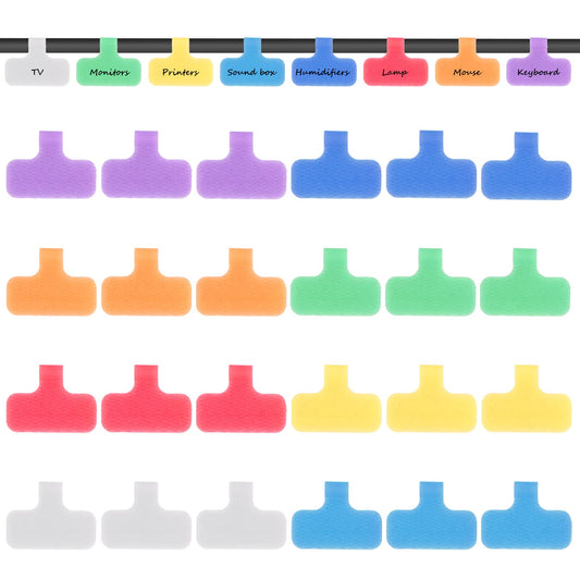 TIESOME 24 Pcs Cable Labels, Write On Cord Label Wire Labels Cable Tags Wire Tags and Cable Markers for Cable Management and Identification (Need Marker Pen)