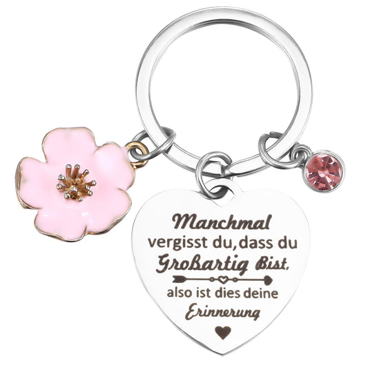 AOZUO Keychain Gifts for Women Girls, Gifts Lucky Keychain Women Encouragement Poetry Inspirational Gifts for Friend Sister Coworker Wife and Mother, silver