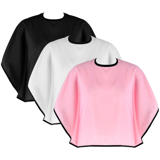 HJZHII Pack of 3 Make Up Cape, Hairdressing Cape, Adult Short, Hairdressing Cape, Waterproof Apron, Hair Colours, Scarf, Comb, Beard, Styling Bib for Beauticians, Beauty Salons, multicoloured, S