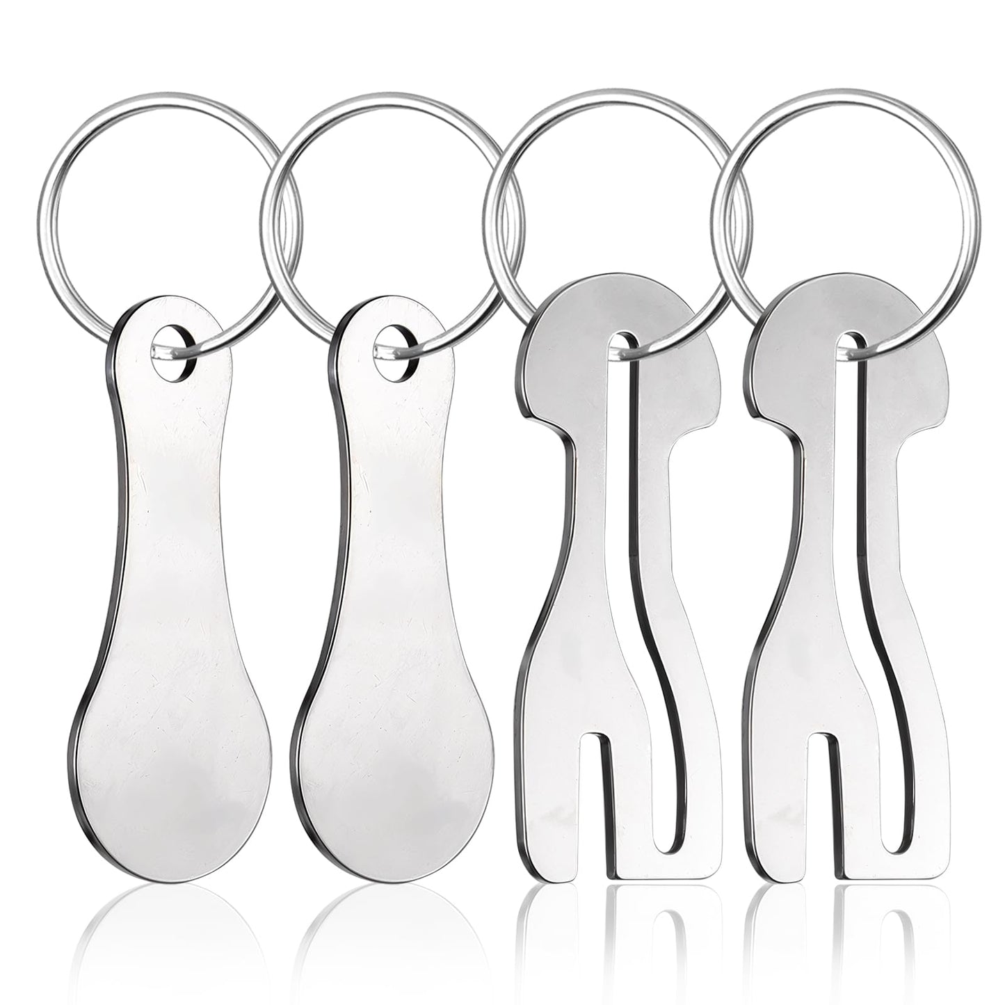 TIESOME 4Pcs Metal Trolley Token, Shopping Cart Coin Keychains for Supermarket Cart Trolley Key Grocery Shopping