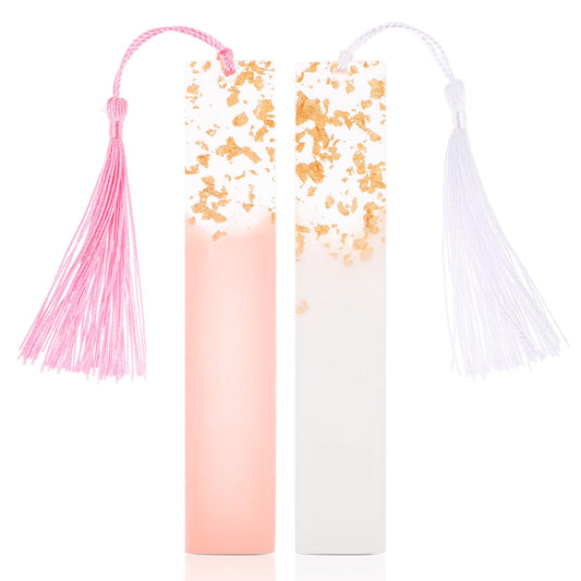 TIESOME 2 PCS Dried Flower Resin Bookmarks Transparent Flower Bookmarks Women's Cute Bookmarks Flower Page Markers with Colorful Tassel Women Girls Adults Children Christmas Gifts