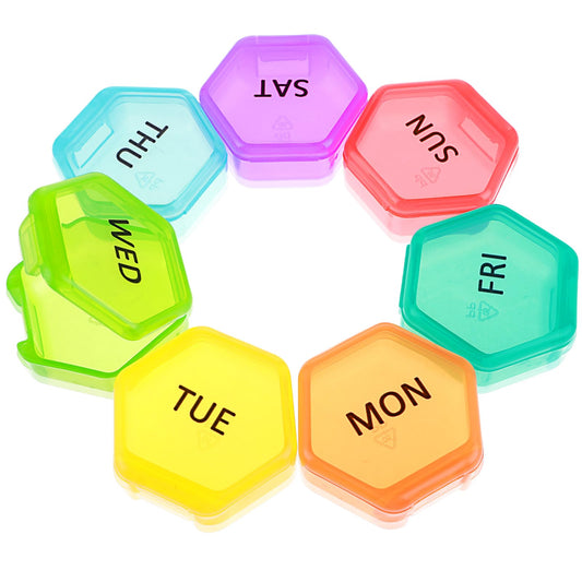 cobee 7pcs Small Pill Organizer, BPA Free Pill Case to Hold Vitamins Moistureproof Travel Pill Container Portable 7 Day Daily Pill Case Holder Medicine Storage Box for Pocket Purse Briefcase