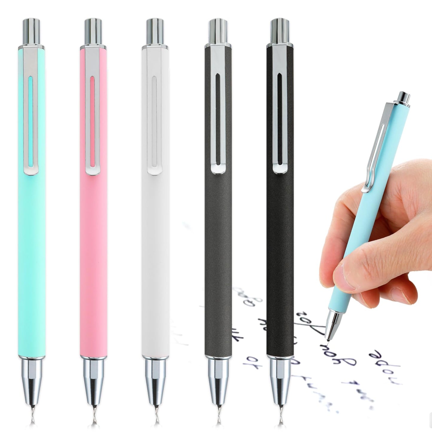 cobee Retractable Fountain Pen,5 Pieces EF 0.38mm Refillable Ink Writing Pens with Ink Converter(Without Ink) Smooth Writing Extra Fine Point Calligraphy Pen for School Aesthetics Supplies