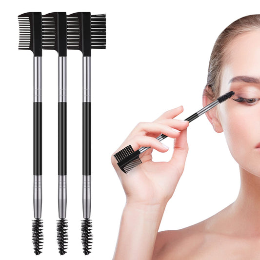 Cobee 3pcs Eyebrow Eyelash Shaper, Eyebrow Brush Comb Eyelash Separator Tool with 3 Different Spoolie Brushes for Women Girls Separating Lashes, Eliminating Mascara Clumps, Grooming Brows(Black-3pcs)