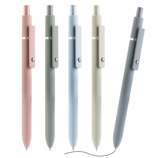 cobee Aesthetic Ballpoint Pens, 0.5mm Retractable Gel Ink Pens Cute Ball Point Pen Black Ink Smooth Writing Pens Pastel Roller Ball Pens for School Office Gift Supplies 5 PCS (Morandi)