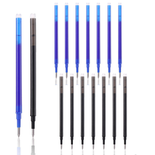 Cobee 16 PCS Erasable Pen Refills, 0.7 mm Medium Point Gel Ink Pen Refills Erasable Pens Refill Compatible with Retractable Rollerball Pens for School Office Home(Blue+Black)