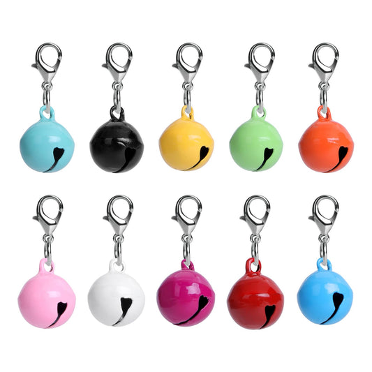 Amabro Pet Bells for Cat Dog, 10 PCS Cat and Dog Round Bells for Collar with Loud Crisp Sound Multicolor Cat Dog Collar Charm Pet Pendant Accessories for Christmas Decoration
