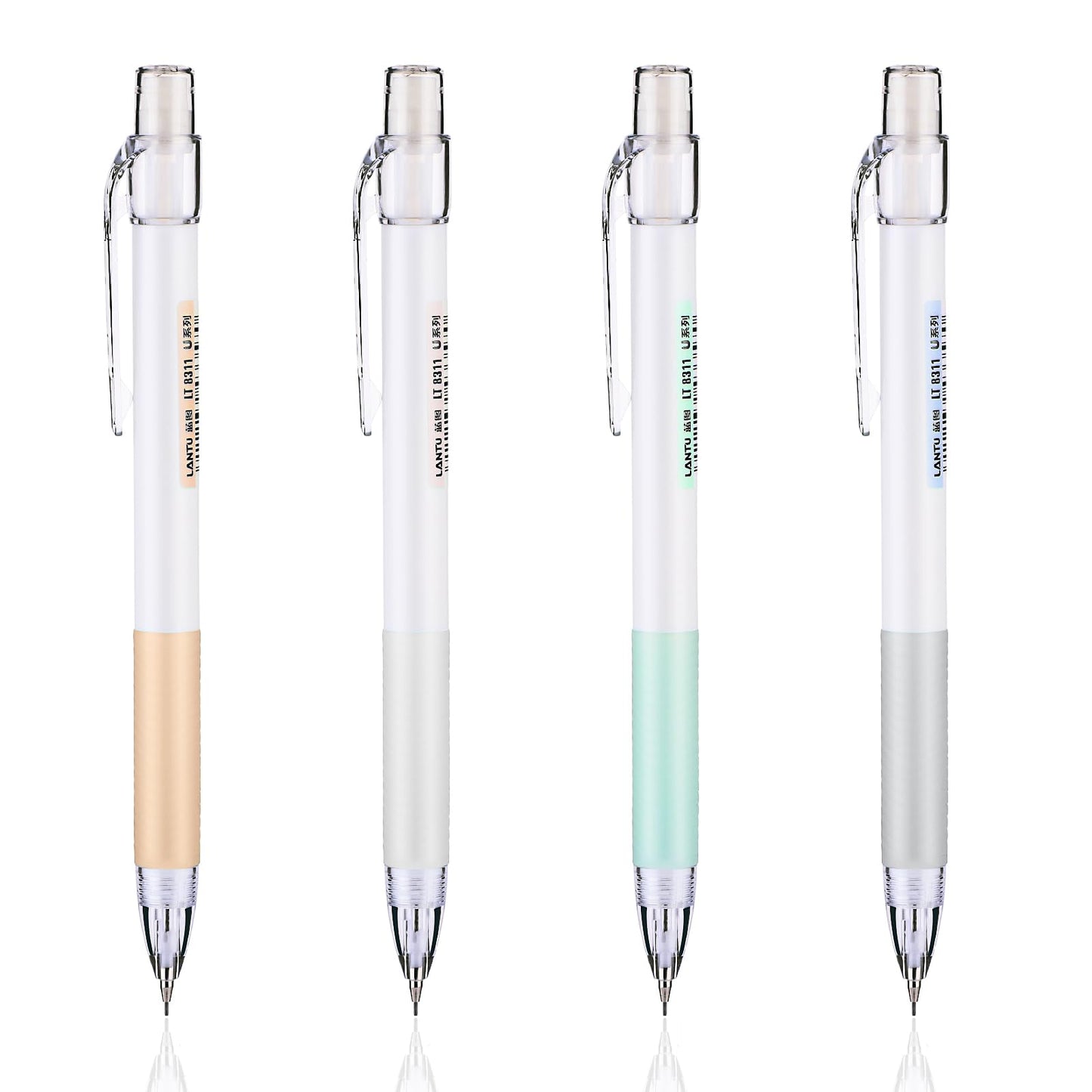 Bewudy 4PCS Mechanical Pencil Set, Aesthetic Mechanical Pencils Pastel Mechanical Pencil, Refillable Pencil Cute Retractable Mechanical Pencil for School Students, Drawing, Sketch(0.7mm)
