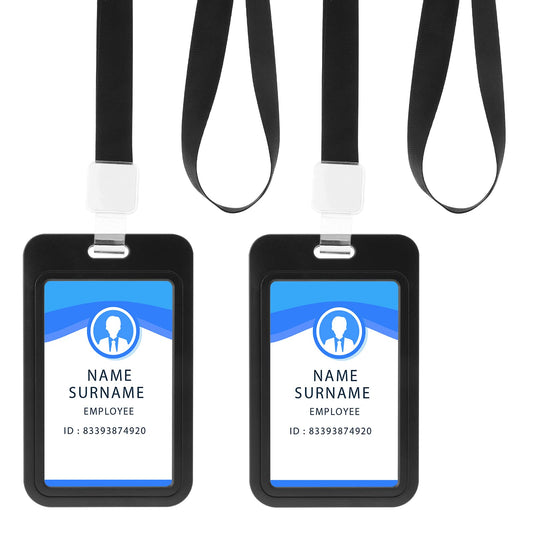 Bewudy 2 Sets ID Badge Holders with Breakaway Lanyards, Detachable Badge Lanyards Fashionable Neck Crossbody Lanyard Name Credit Card Protector Office Supplies (Vertical)