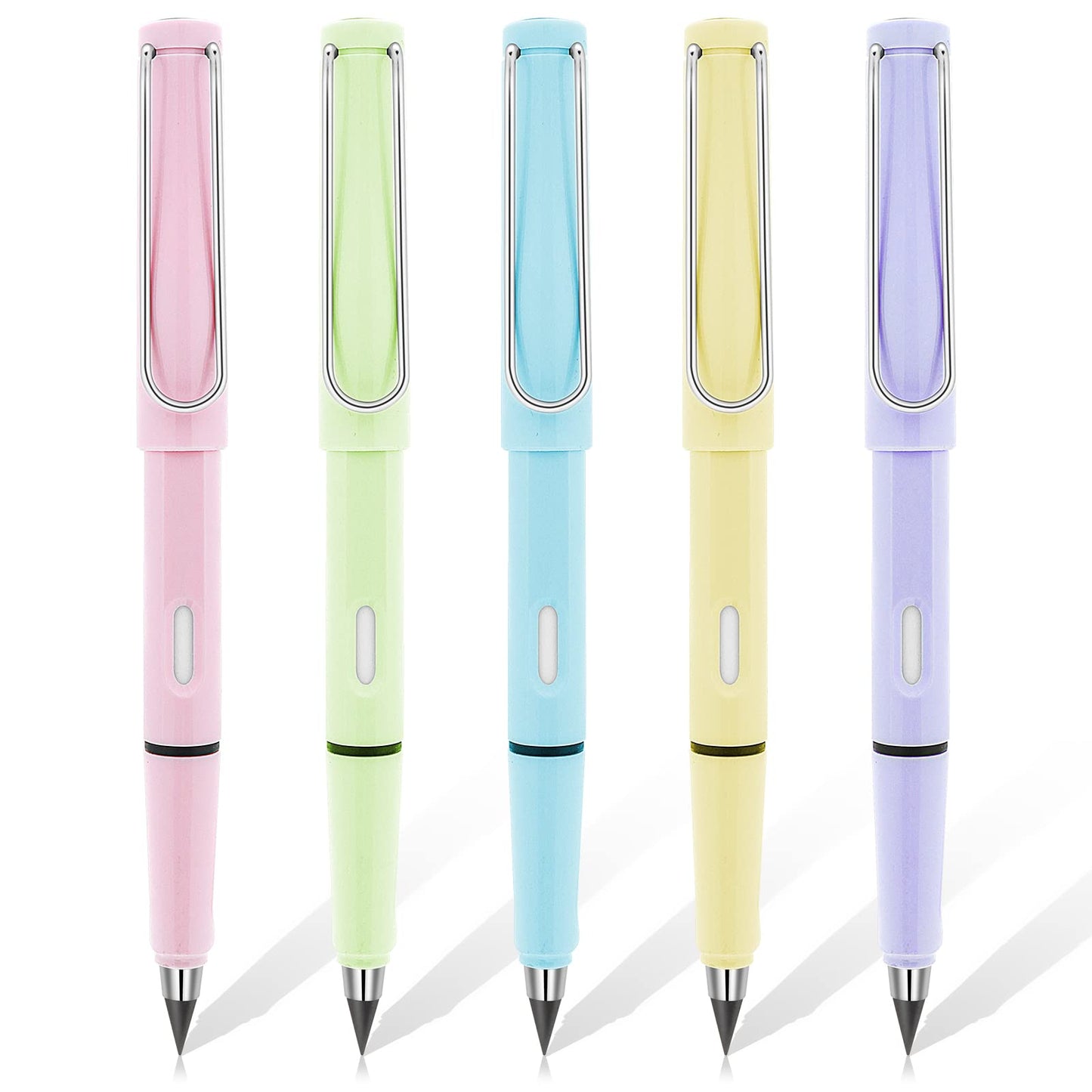 TIESOME 5pcs Inkless Pencils Eternal, Everlasting Pencil Replaceable Head Infinite Pencil Inkless Pen with Eraser, Unlimited Writing Eternal Pencil No Ink For School Office Professional Use
