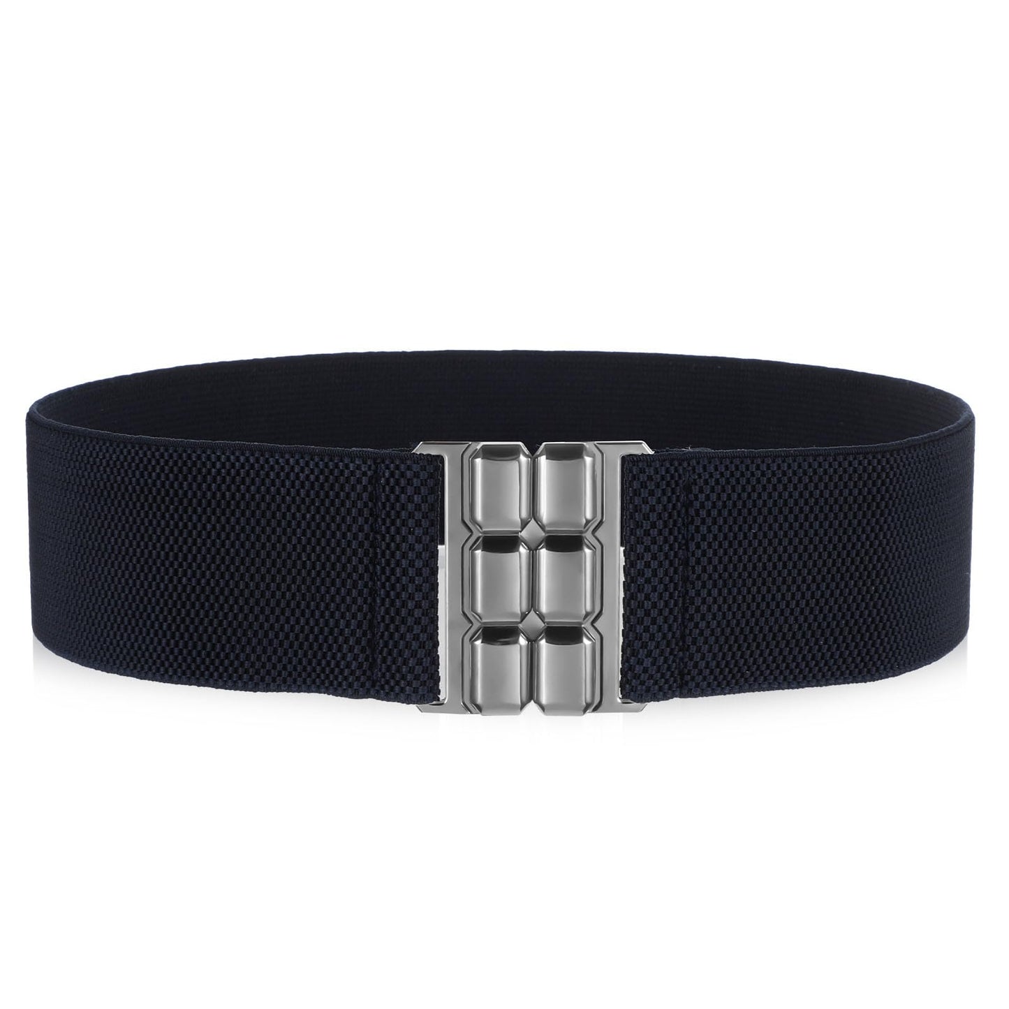 GEEHUA Wide Stretchy Belt for Women, Vintage Elastic Waistband Waist Belt with Interlocking Buckle for Dresses(Blue)
