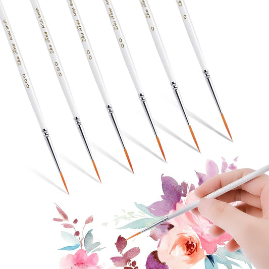 cobee 6 PCS Detail Fine Paint Brushes, Miniature Painting Brushes Small Thin Paint Brush Set Micro Tiny Paint Brush Kit for Acrylic Script Line Model Oil Watercolor Nail Art Painting Craft Face(Long)
