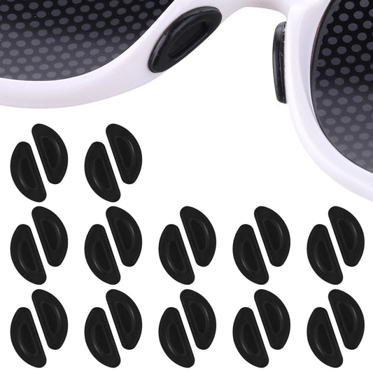 Bewudy 12 Pairs D-Shaped Concave and Convex Style, Adhesive Eyeglass Nose Pads for Glasses, Silicone Replacement Nosepads for Plastic Frames Eyeglass Reading Accessories (Black)