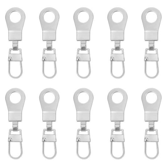 Amaxiu 10pcs Zipper Pull Replacement Slider, Detachable Zipper Pull Mend Tab for Small Holes Universal Zipper Repair Kit(Silver)