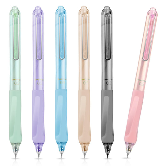 Amaxiu 6 Pack Gel Ink Pens, Retractable Black Ink Rollerball Writing Pens with Super Soft Grip Quick Drying Journal Ballpoint Pens 0.5mm Fine Point Writing Smooth for Students Taking Notes Drawing