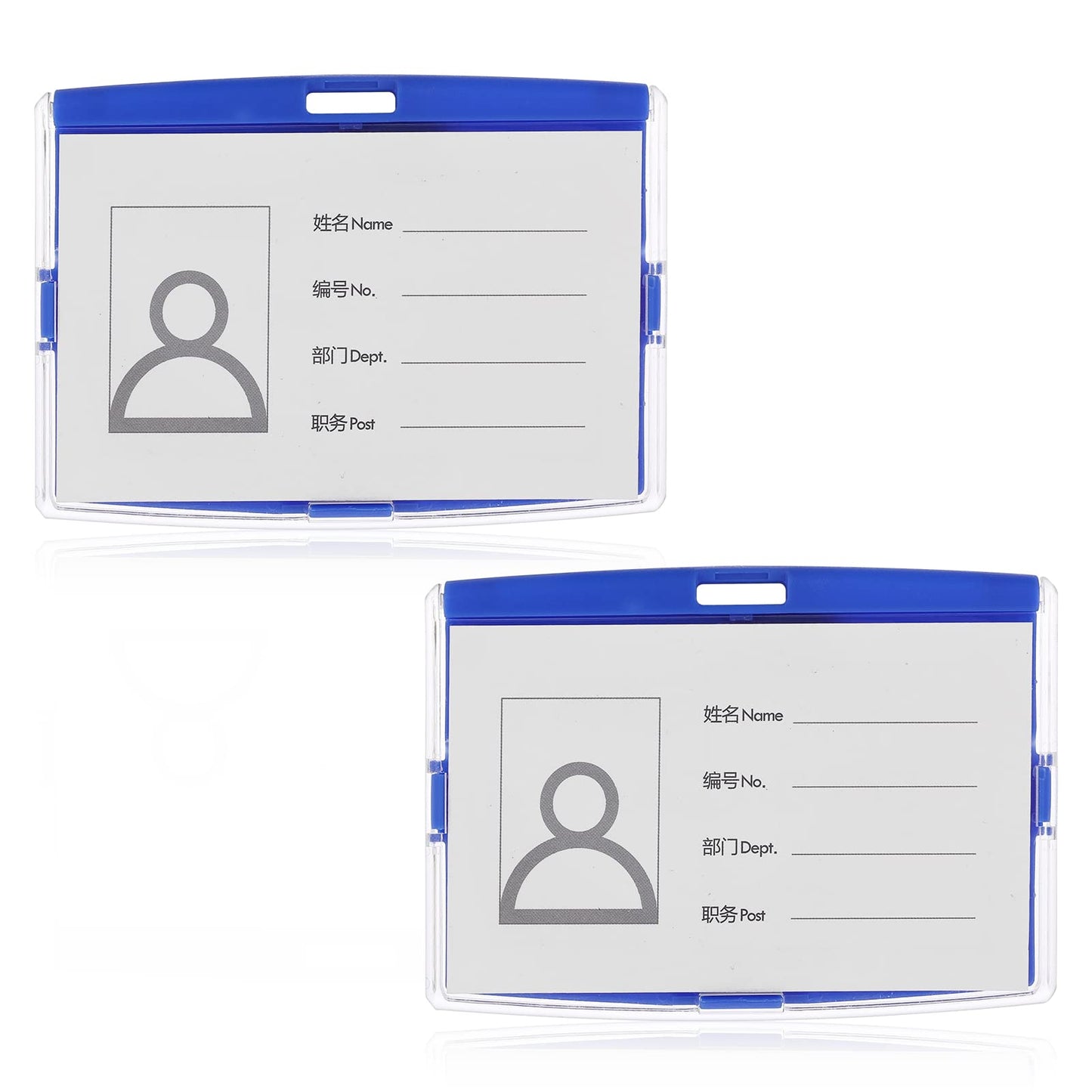 TIESOME 2PCS Horizontal ID Badge Holder, Lanyard Clear Holder Hard Badge Holder Protector Holder for Credit Card Protection Clear Card Holder 3.85 x 2.44in Inch Business ID Card Holder Black