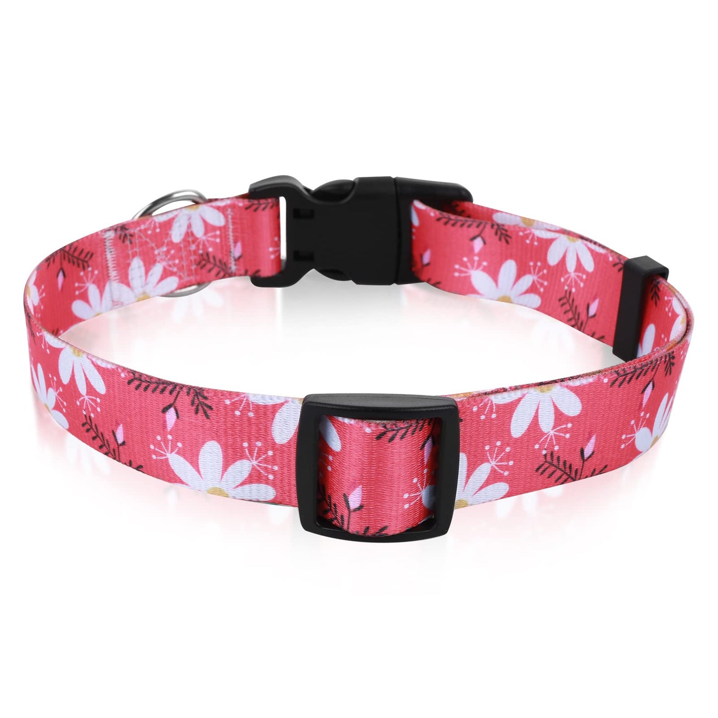 TIESOME Adjustable Soft Dog Collar, Bohemia Floral Multicolor Cute Patterns for Small Medium Large Pet Puppy Walking Running Training (Red L)