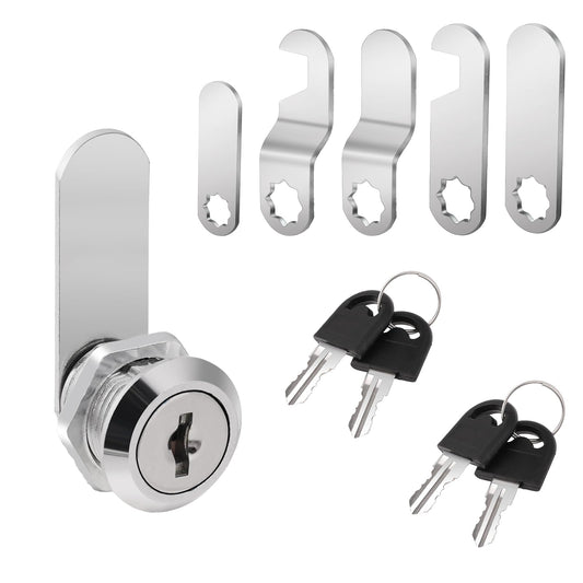 Giantree Cabinet Locks with Keys, Mailbox Cam Lock 20mm Cylinder, Letterbox Lock with 4 Keys and 5 Different Lock Plates, File Cabinet Lock Replacement Tool Box Locks(20mm Lock Cylinder)