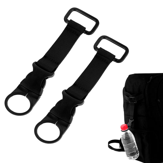 cobee 2 Pcs Water Bottle Clips, Mountaineering Water Bottle Belt Buckle, Portable Water Bottle Ring Buckle, Outdoor Walking Hanging Buckle for Backpack Belt, Tactical Camping Hiking(black)