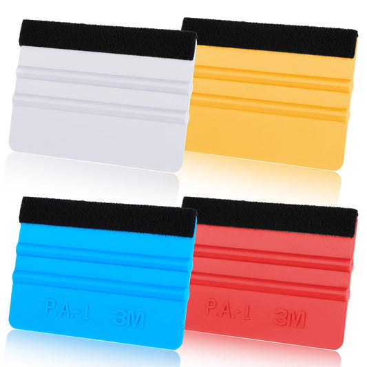 Giantree 4pcs Felt Squeegee for Vinyl, Plastic Squeegee Scraper Tool Kit for Crafts Car Wrap Window Tint Wallpaper Glass Film Application