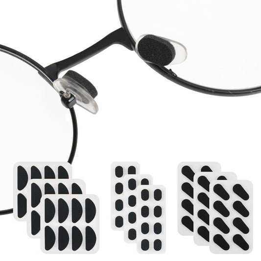 Bewudy 96 Pairs Eyeglass Nose Pads for Glasses, 3 Models Adhesive Anti-Slip Eyeglass Nose Pads, Soft Foam Silicone Nosepads for Eyeglasses Sunglasses Reading Glasses(Black)