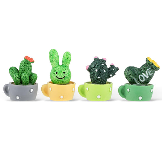 cobee Cactus Car Decoration, Small Artificial Cactus Car Decoration Car Interior Cactus Ornament Cute Green Plant Cactus for Car Dashboard Home Office Desk Computer Table, 4 Pcs