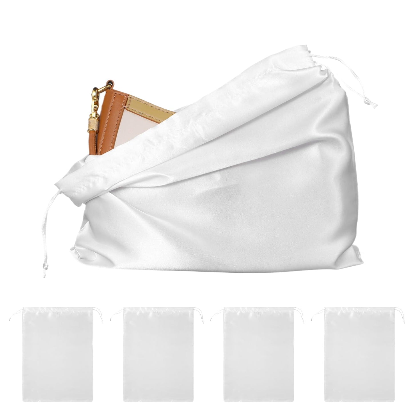 Yuanchu 4Pcs Purse Dust Bags for Storage, Satin Handbag Storage Organizer Silk Dust Bags with Drawstring Dust Cover Bag
