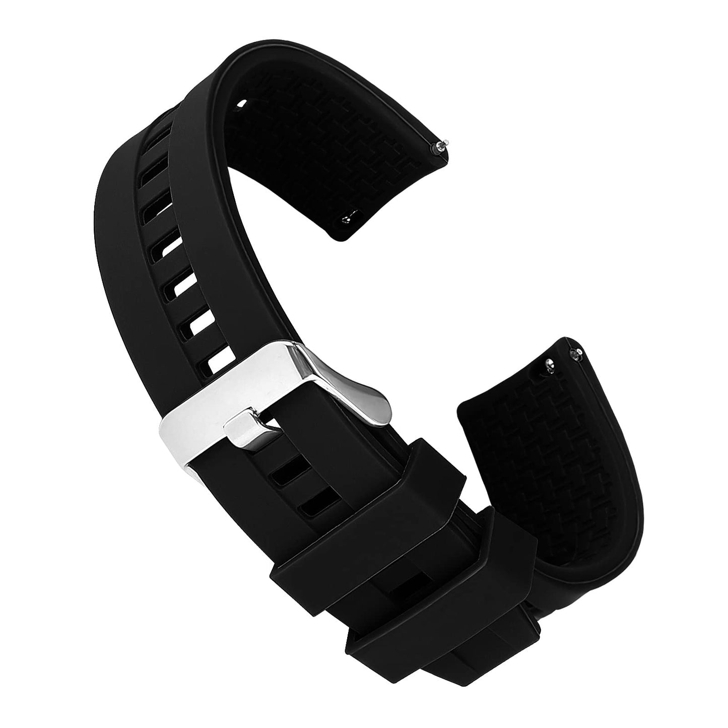 cobee Silicone Watch Bands - Quick Release - Replacement Watch Strap, Waterproof Universal Watchband with Silver Buckle for Men Women Compatible with Smart/Sport Watch Straps(20mm, Black)