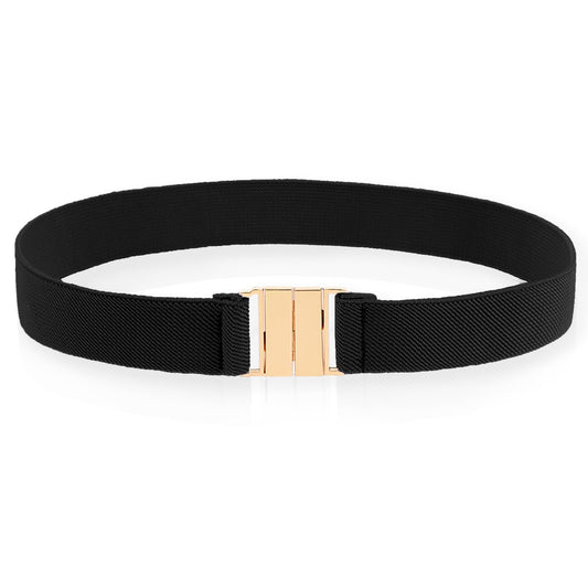 Molain Women Invisible Belts, Women Stretch Belt Elastic Belt with Flat Buckle Summer Breathable No Show Waist Belts for Jeans Pants Dresses (Black)